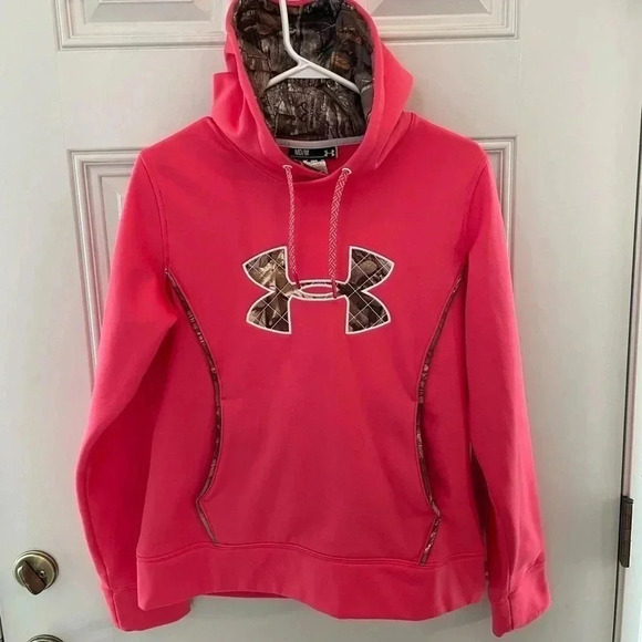 Under Armour X-Storm Real Tree Hot Pink Semi Fitted Hooded Sweatshirt Women's M - Picture 3 of 7